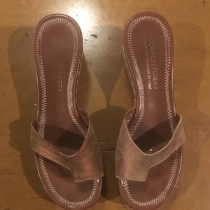 Donald J Pliner Bronze Distress Metallic wedge sandal